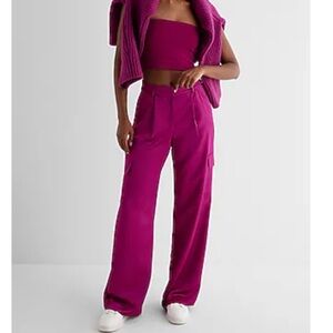 Express High Waisted Satin Cargo Pants